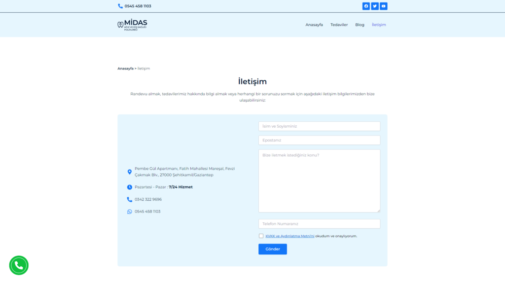 Midas Web Yazılımı - İletişim